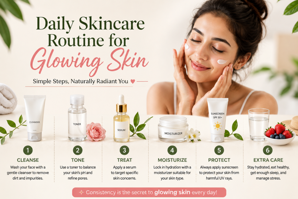Daily Skincare Routine for Glowing Skin daily skincare routine for glowing skin