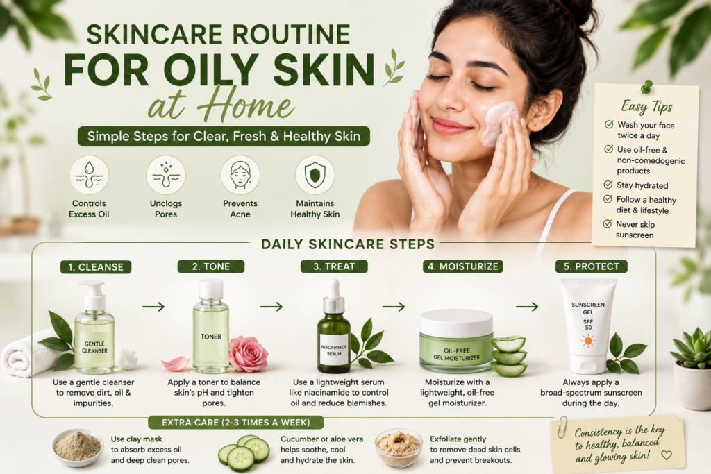 Skincare Routine for Oily Skin at Home skincare routine for oily skin at home