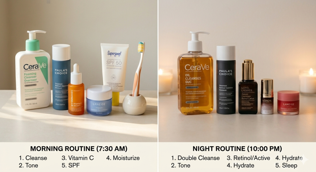 Morning vs Night Skincare Routine morning vs night skincare routine